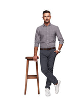 CHOCOLATY LIGHT BROWN WITH WHITE & BLUE CHECKS COTTON SHIRT